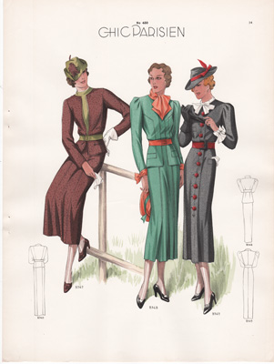 Chic Parisien art deco fashion illustrations 1936